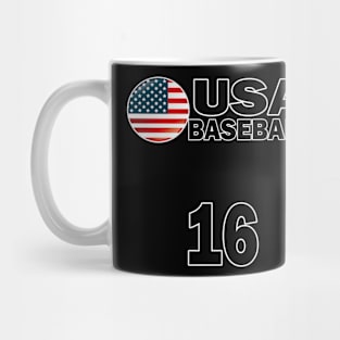 USA Baseball Number 16 T-shirt Design Mug